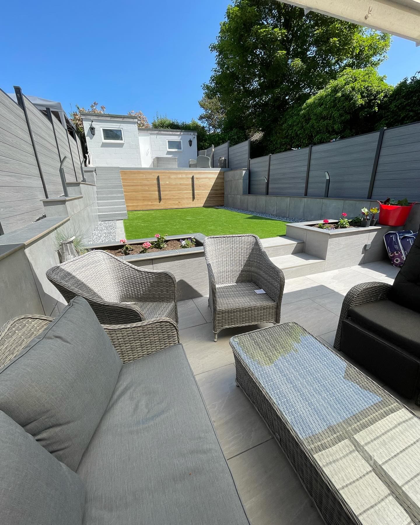 Porcelain & Sandstone Paving project 3 — Coppermill Landscapes Chesterfield