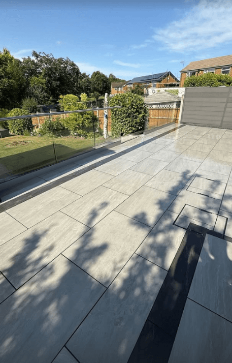 Porcelain & Sandstone Paving project 4 — Coppermill Landscapes Chesterfield