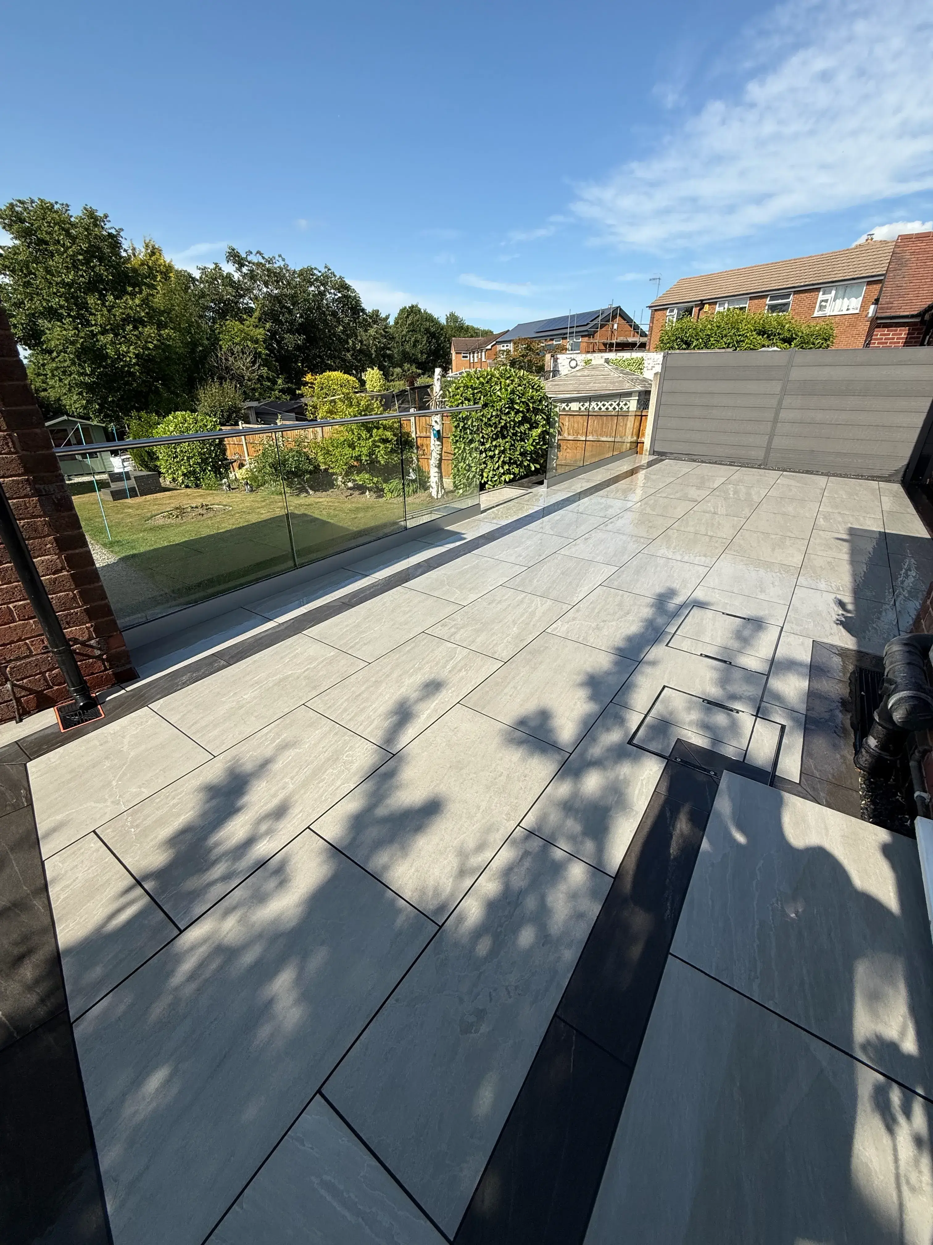 Porcelain & Sandstone Paving project 6 — Coppermill Landscapes Chesterfield