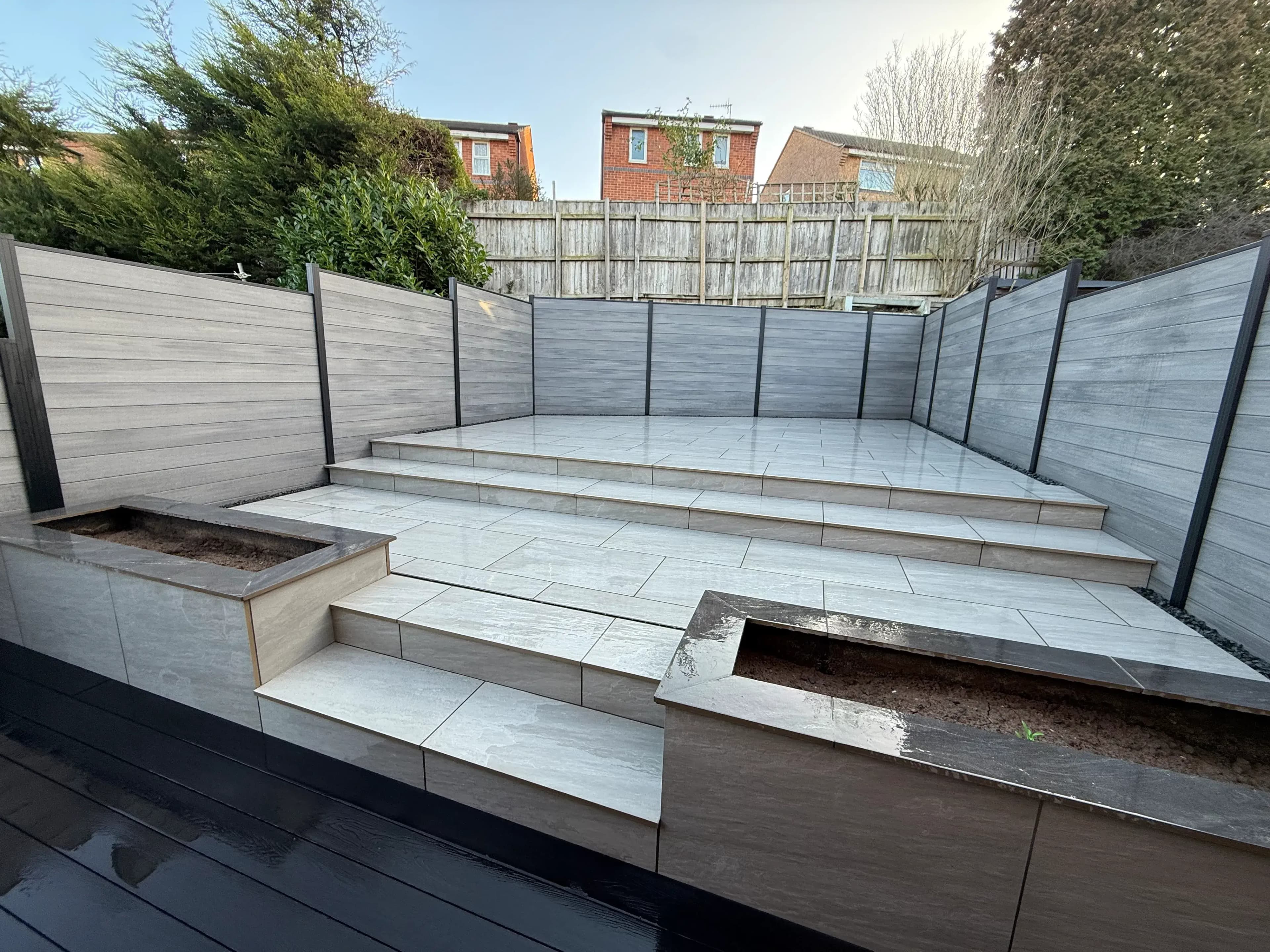 Porcelain & Sandstone Paving project 11 — Coppermill Landscapes Chesterfield