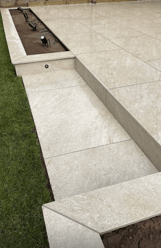 Porcelain & Sandstone Paving project 14 — Coppermill Landscapes Chesterfield
