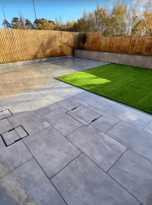 Porcelain & Sandstone Paving project 15 — Coppermill Landscapes Chesterfield